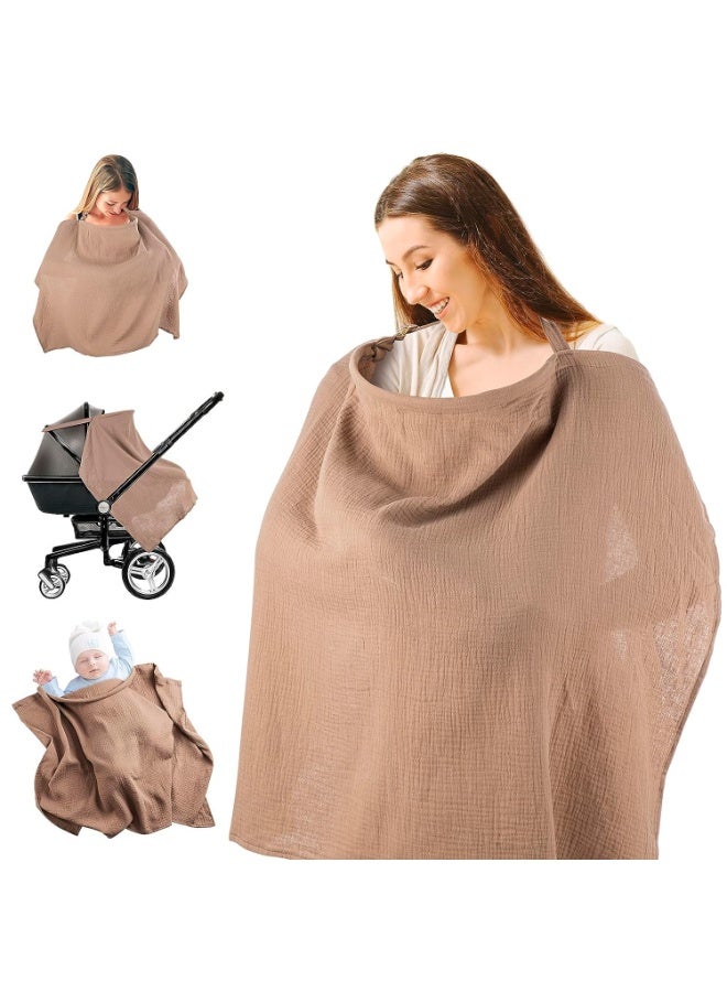 ChicAbode غطاء رضاعة طبيعي للأطفال، غطاء رضاعة أساسي من الموسلين يسمح بمرور الهواء مع حلقة صلبة لرؤية الطفل بدون استخدام اليدين، غطاء رضاعة متعدد الاستخدامات قابل للتعديل يوفر الخصوصية للأمهات والنساء - Image 1